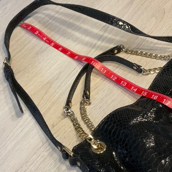 Michael Kors Black Patent Leather Crocodile Purse Handbag - Picture 14 of 16